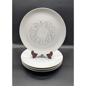 4 Set Raymond Loewy Continental China Script 10" Dinner Plate MCM Rosenthal